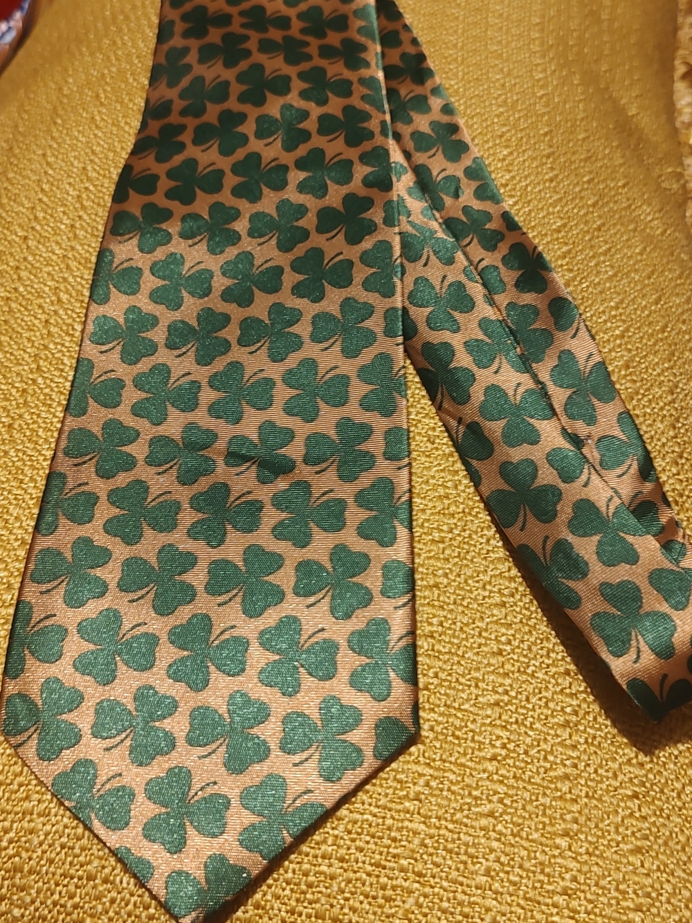 Green Clover Pattern Tie - Men Accessories